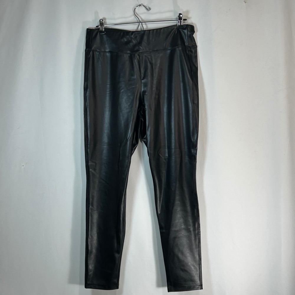 GAP Black Faux Leather High Rise Leggings Pants Women Size L